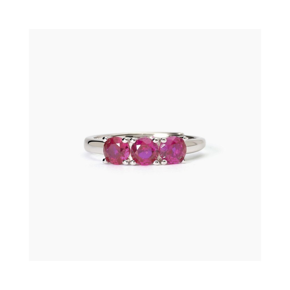 1 - Mabina 925 silver trilogy women's ring with synthetic ruby 523389.