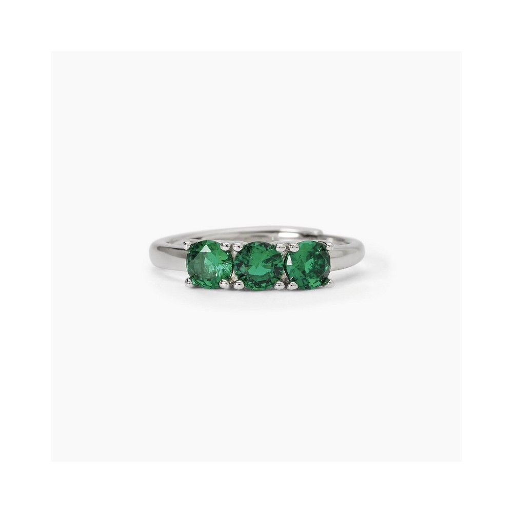 1 - Mabina women's ring 925 silver trilogy with synthetic emerald 523390.