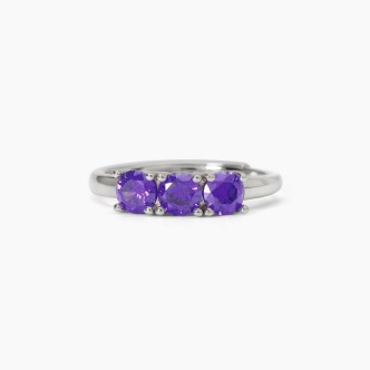 1 - Mabina women's ring 925 silver trilogy with purple zircons 523392.