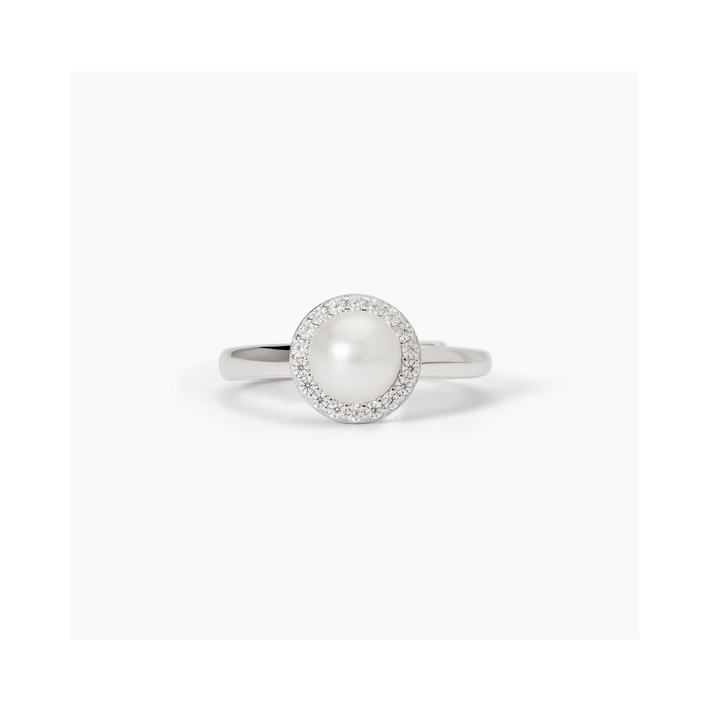 1 - Mabina women's ring 925 silver with pearl and zircons 523400.