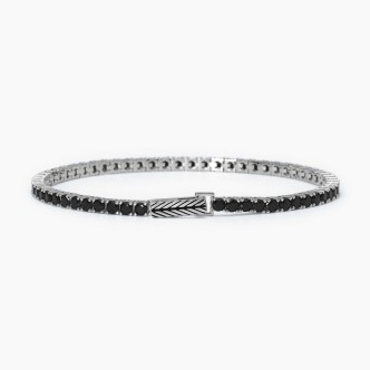 1 - Mabina men's bracelet 925 silver tennis black 533694-M.