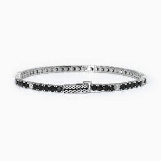 1 - Bracciale Mabina uomo Argento 925 tennis nero 533696-S