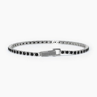 1 - Bracciale Mabina uomo Argento 925 tennis nero 533699-S