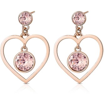 1 - BGH2 Brosway heart earrings in PVD steel Rose Gold with Swarovski crystals SIGHT collection