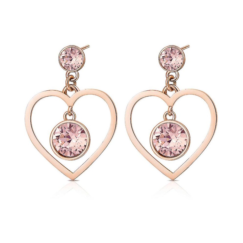 1 - BGH2 Brosway heart earrings in PVD steel Rose Gold with Swarovski crystals SIGHT collection