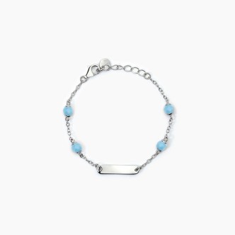 1 - Mabina 925 silver baby bracelet with plate and turquoises 533782.