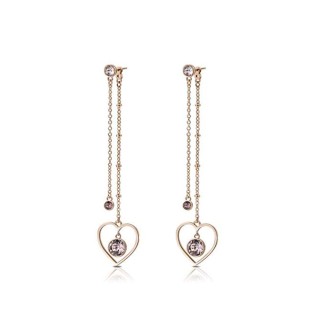 1 - BGH24 Brosway heart earrings in PVD steel Rose Gold with Swarovski crystals SIGHT collection