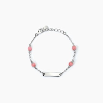 1 - Bracciale bimba Mabina Argento 925 con targhetta e pietre rosa 533783