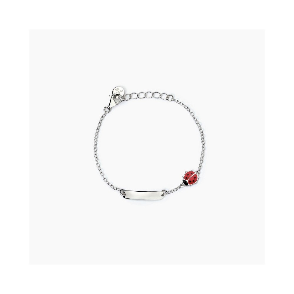 1 - Bracciale bimba Mabina Argento 925 con targhetta e coccinella 533785