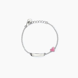 1 - Mabina 925 silver children's bracelet with plate and heart 533786.