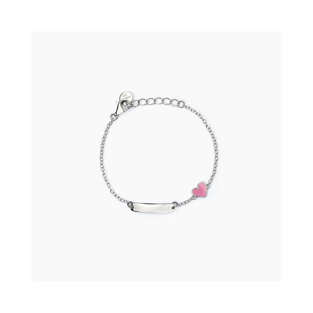 1 - Mabina 925 silver children's bracelet with plate and heart 533786.