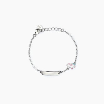 1 - Mabina 925 silver girl bracelet with plate and unicorn 533789