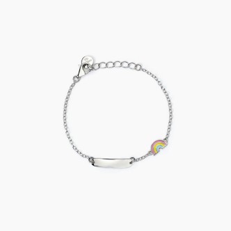 1 - Mabina 925 silver girl bracelet with plate and rainbow 533790.