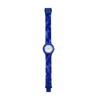 1 - Hip Hop Blue Lace HWU1188 silicone and fabric time only watch