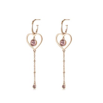 1 - BGH22 Brosway heart earrings in PVD steel Rose Gold with Swarovski crystals SIGHT collection