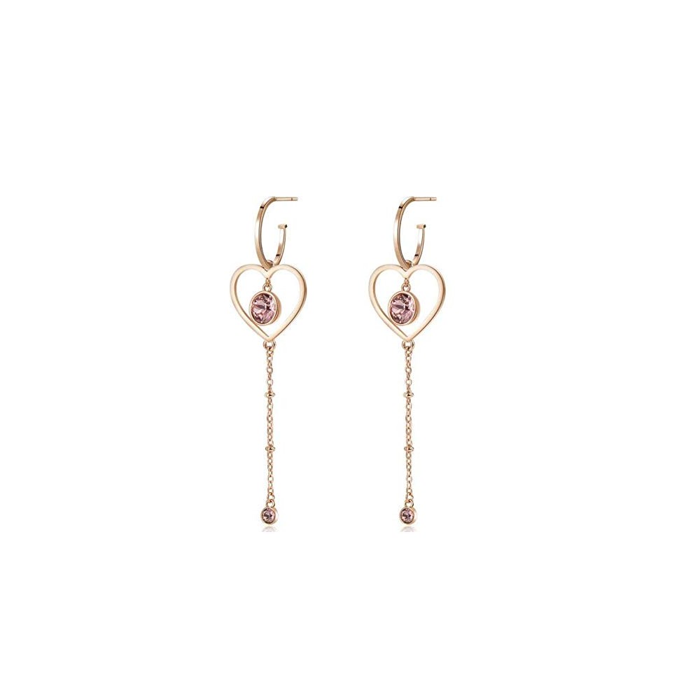 1 - BGH22 Brosway heart earrings in PVD steel Rose Gold with Swarovski crystals SIGHT collection