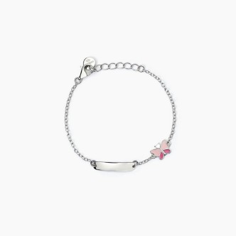 1 - Bracciale bimba Mabina Argento 925 con targhetta e farfalla 533799.