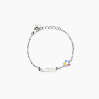 1 - Mabina 925 silver children's bracelet with plate and flower 533796.