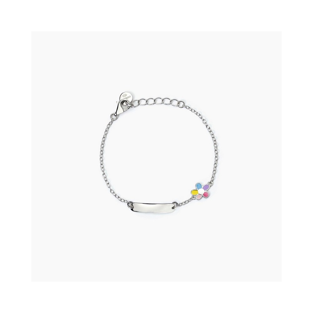 1 - Mabina 925 silver children's bracelet with plate and flower 533796.