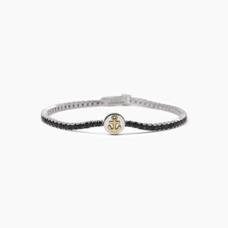 1 - Mabina men's bracelet in 925 silver, black tennis and anchor 533809-19.