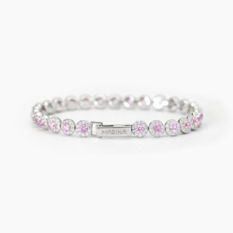 1 - Bracciale donna Mabina Argento 925 tennis rosa e bianco 533825-18