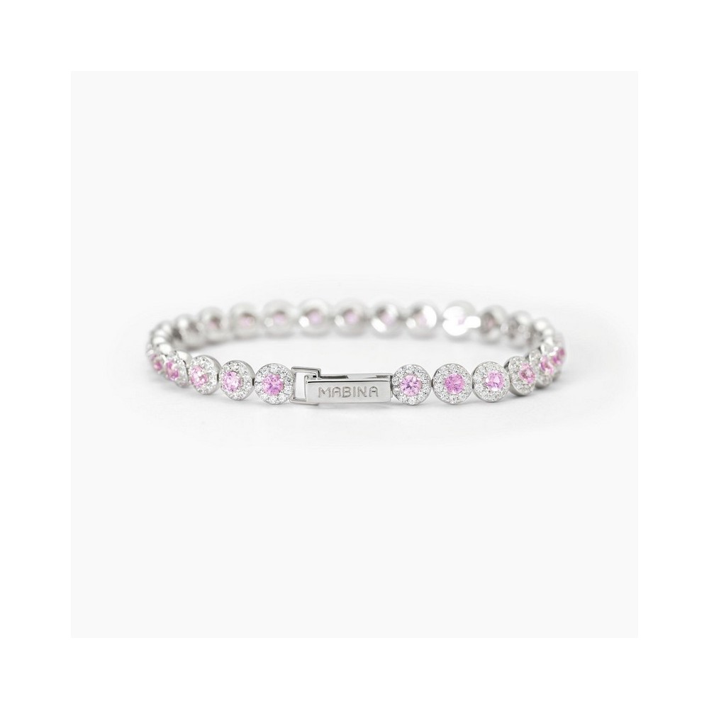 1 - Bracciale donna Mabina Argento 925 tennis rosa e bianco 533825-18