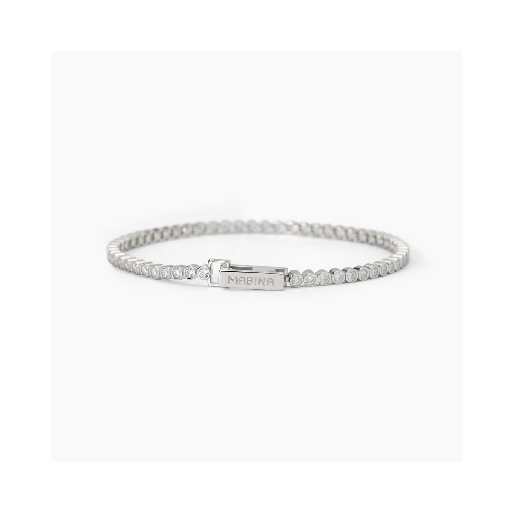 1 - Mabina women's bracelet in 925 silver tennis with white zircons 533827-17.