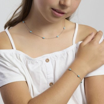 1 - Mabina girl's necklace in 925 silver with turquoise 553613.