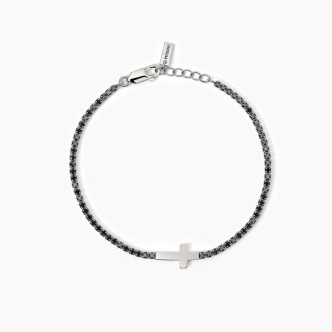 1 - Bracciale tennis croce uomo Mabina Argento 925 con zirconi 533820