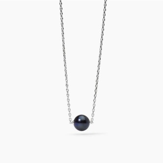 1 - Mabina black pearl men's necklace 925 silver cod. 553640