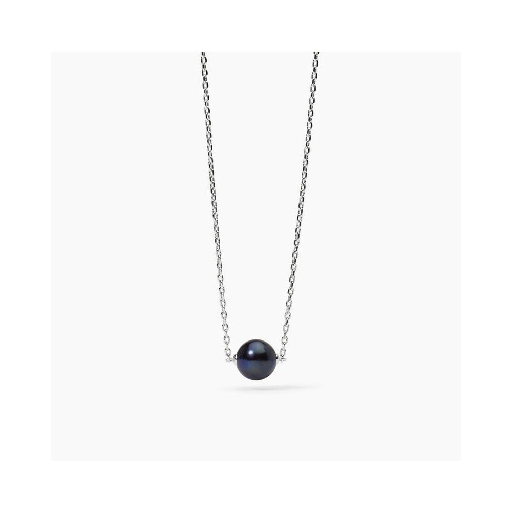 1 - Mabina black pearl men's necklace 925 silver cod. 553640