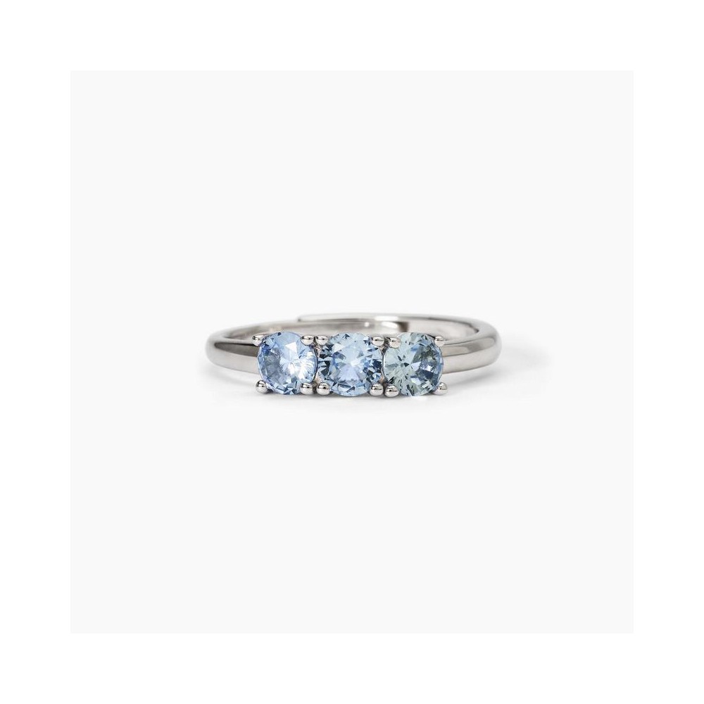 1 - Trilogy women's ring in 925 silver Mabina with aquamarine zircons 523391