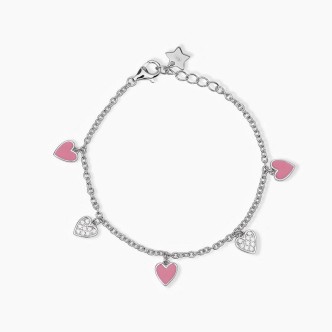 1 - Hearts bracelet for girls in 925 silver Mabina with zircons 533682