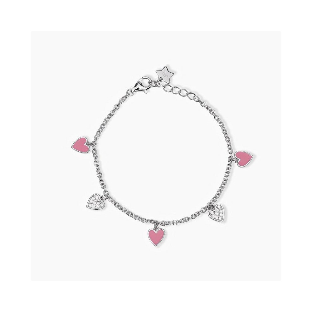 1 - Hearts bracelet for girls in 925 silver Mabina with zircons 533682