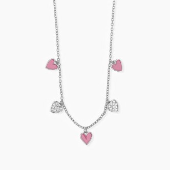 1 - Mabina 925 Silver girl's heart necklace with zircons 553553