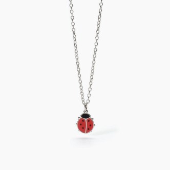 1 - Red ladybug necklace for girls in 925 silver Mabina 553618