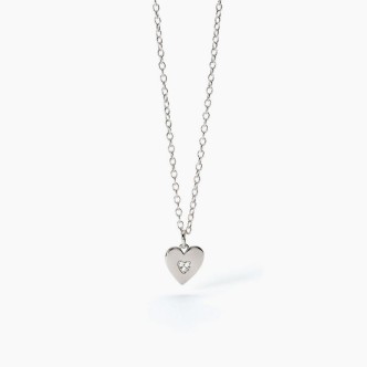 1 - Mabina 925 Silver girl's heart necklace with zircons 553619