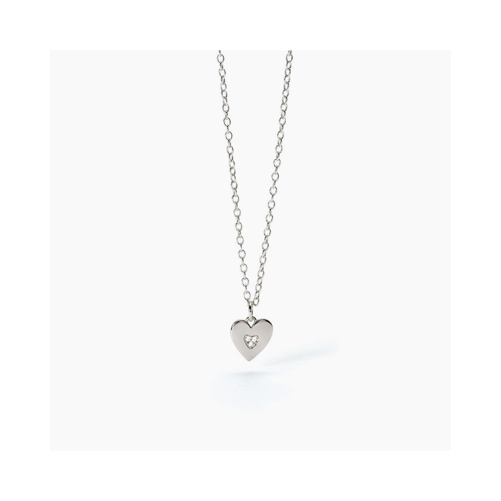 1 - Mabina 925 Silver girl's heart necklace with zircons 553619