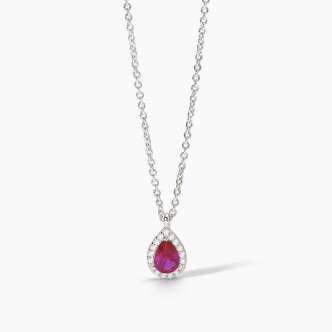 1 - Women's necklace in 925 Silver Mabina drop-shaped pendant with synthetic ruby 553664.