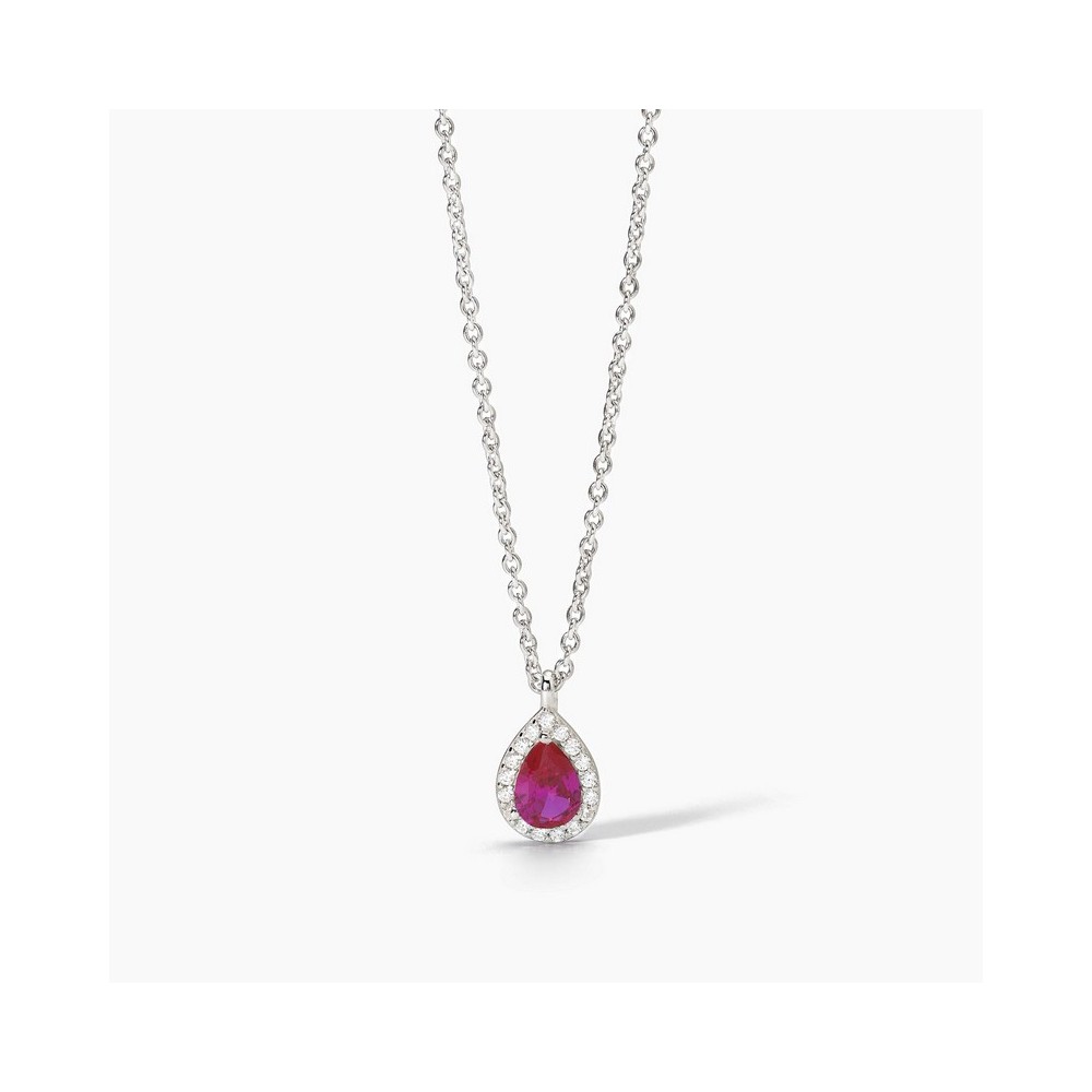 1 - Women's necklace in 925 Silver Mabina drop-shaped pendant with synthetic ruby 553664.