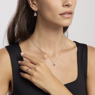 1 - Women's necklace in 925 Silver Mabina drop-shaped pendant with synthetic ruby 553664.