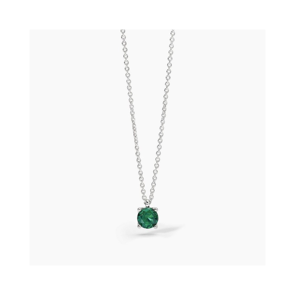 1 - Women's necklace in 925 Silver Mabina with synthetic emerald light point 553670.