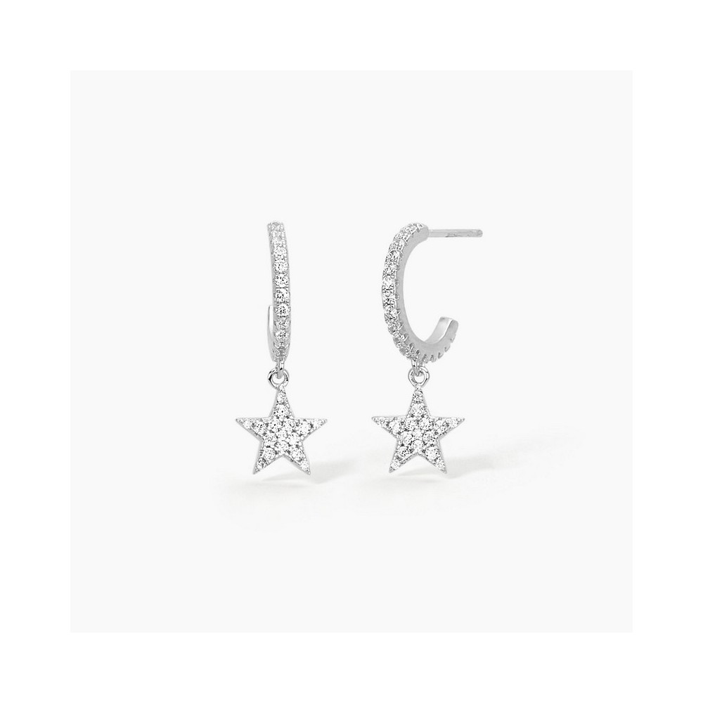 1 - Circle earring with star Mabina 925 silver white zircons 563333