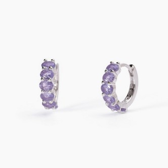 1 - Women's earrings in 925 silver Mabina circle synthetic amethyst 563580