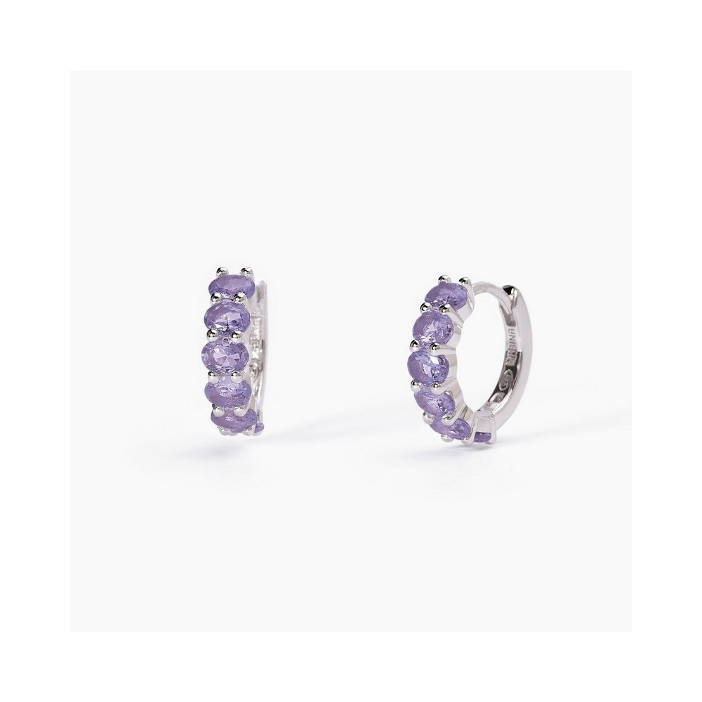 1 - Women's earrings in 925 silver Mabina circle synthetic amethyst 563580