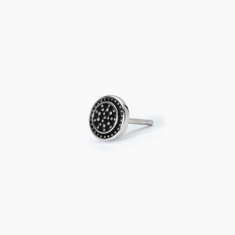 1 - Single earring in 925 Silver Mabina man round light point with black zircons 563621