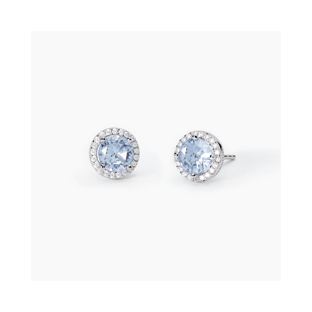 1 - Women's earrings in 925 Silver Mabina round synthetic aquamarine 563652