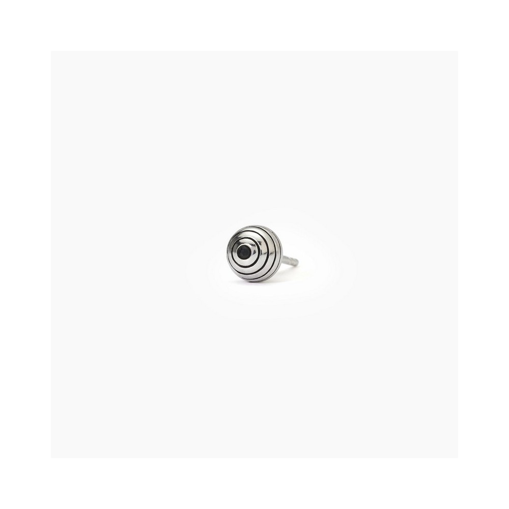 1 - Single ball earring in 925 silver Mabina man with black zircon 563698