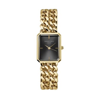 1 - Orologio solo tempo donna Rosefield  fondo nero Studio Double Chain dorato SBGSG-O77 acciaio