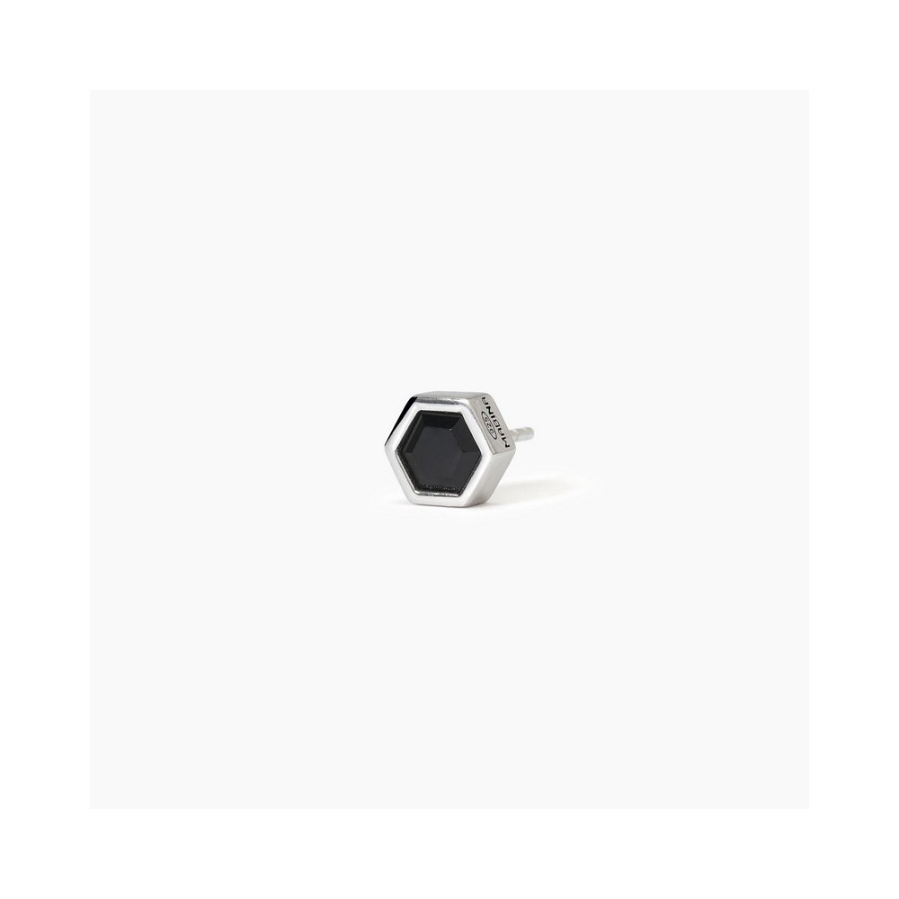 1 - Single hexagonal earring in 925 silver Mabina man with black zircon 563706